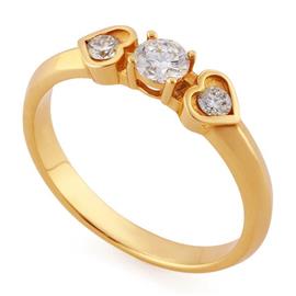 Помолвочное кольцо с 3 бриллиантами (центр 1 бриллиант 0,30 ct 2/4, 2 бриллианта боковые 0,10 ct 3/5) розовое золото, артикул R-НП0012-3