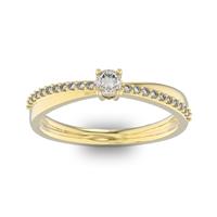 Помолвочное кольцо с 1 бриллиантом 0,1 ct 4/5  и 22 бриллиантами 0,06 ct 4/5 из желтого золота 585°
