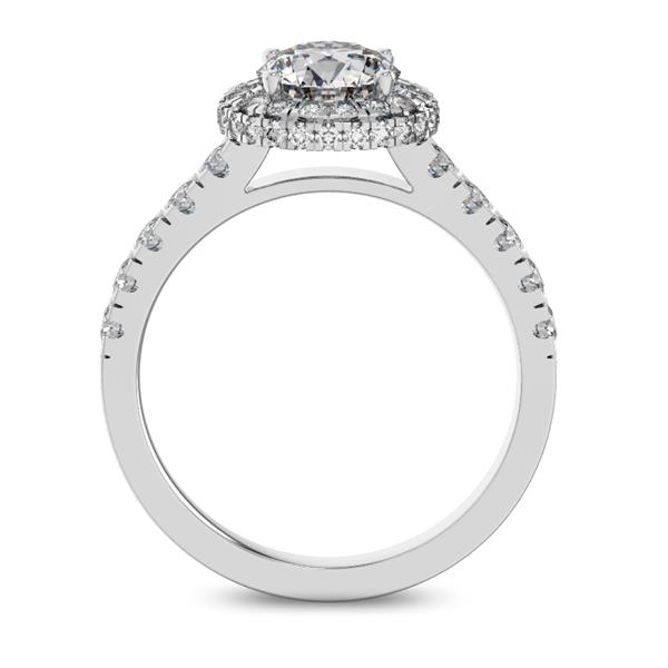 Помолвочное кольцо с 1 бриллиантом 0,67 ct 4/5  и 50 бриллиантами 0,4 ct 4/5 из белого золота 585°
