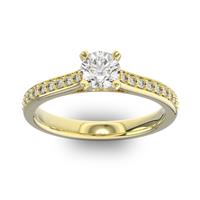 Помолвочное кольцо с 1 бриллиантом 0,35 ct 4/5  и 18 бриллиантами 0,14 ct 4/5 из желтого золота 585°