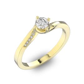 Помолвочное кольцо с 1 бриллиантом 0,40 ct 4/5  и 14 бриллиантами 0,04 ct 4/5 из желтого золота 585°, артикул R-D41072-1
