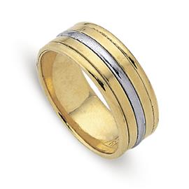 Обручальное кольцо из двухцветного золота 585 пробы, артикул R-ДК 028