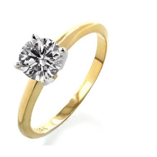 Помолвочное кольцо из белого и желтого золота 750 пробы с 1 бриллиантом 0,5 карат, артикул R-0008