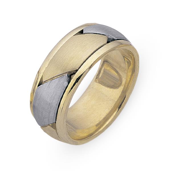 Обручальное кольцо из двухцветного золота 585 пробы, артикул R-СЕ014