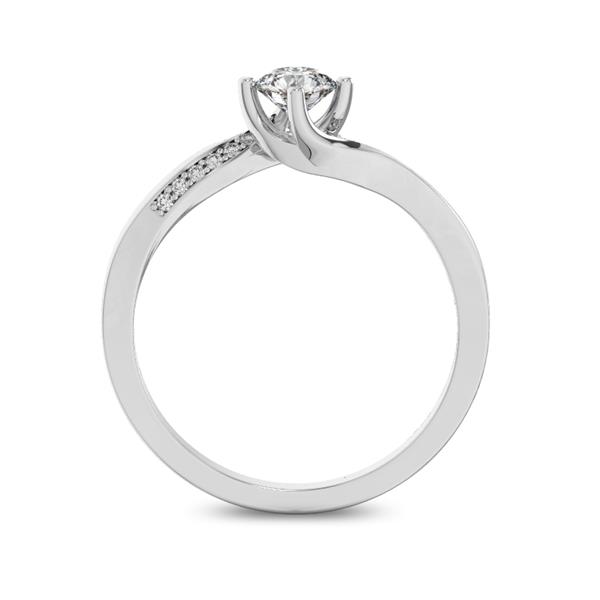 Помолвочное кольцо с 1 бриллиантом 0,40 ct 4/5  и 14 бриллиантами 0,04 ct 4/5 из белого золота 585°