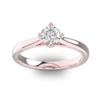 Помолвочное кольцо 1 бриллиантом 0,5 ct 4/5 и 2 бриллиантами 0,02 ct 4/5 из розового золота 585°