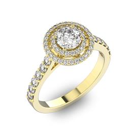 Помолвочное кольцо с 1 бриллиантом 0,45 ct 4/5  и 56 бриллиантами 0,37 ct 4/5 из желтого золота 585°, артикул R-D40731-1
