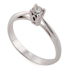 Помолвочное кольцо с бриллиантом 0,19 ct 4/5 белое золото, артикул R-TRN03644-10