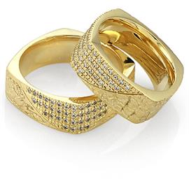 Обручальные кольца с бриллиантами из золота 585 пробы, артикул R-А4752