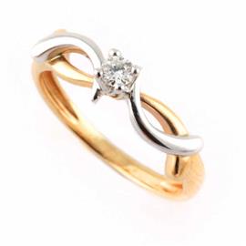 Помолвочное кольцо с бриллиантом 0,09 карат, артикул R-27369к