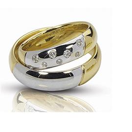 Обручальные кольца парные с бриллиантами из золота 585 пробы, артикул R-ТС 17011