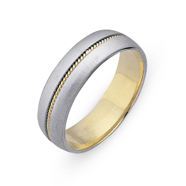 Обручальное кольцо из двухцветного золота 585 пробы, артикул R-СЕ036
