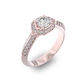 Помолвочное кольцо с 1 бриллиантом 0,45 ct 4/5  и 40 бриллиантами 0,28 ct 4/5 из розового золота 585°, артикул R-D35968-3