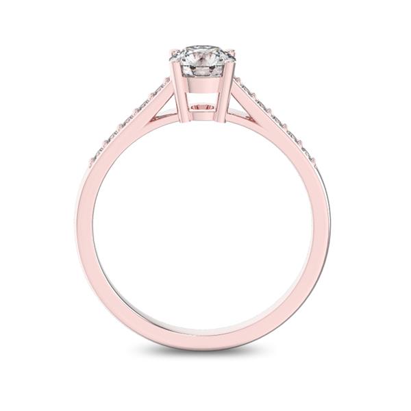 Помолвочное кольцо 1 бриллиантом 0,5 ct 4/5 и 10 бриллиантами 0,15 ct 4/5 из розового золота 585°