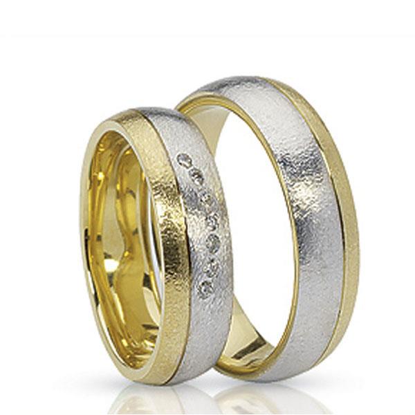 Обручальные кольца парные с бриллиантами из золота 585 пробы, артикул R-ТС 1622 007