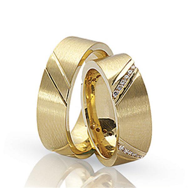 Обручальные кольца парные с бриллиантами из золота 585 пробы, артикул R-ТС 1578