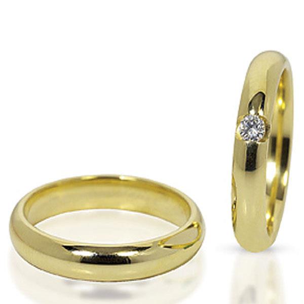 Классические обручальные кольца парные с бриллиантом из золота 585 пробы, артикул R-ТС 11010