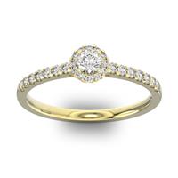 Помолвочное кольцо 1 бриллиантом 0,2 ct 4/5 и 26 бриллиантами 0,2 ct 4/5 из желтого золота 585°