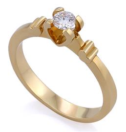 Помолвочное кольцо с 1 бриллиантом 0,24 ct 3/6 желтое золото, артикул R-НП 019 - 1