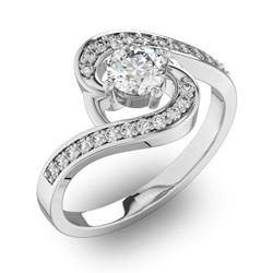 Помолвочное кольцо с 1 бриллиантом 0,45 ct 4/5  и 22 бриллиантами 0,13 ct 4/5 из белого золота 585°, артикул R-D30659-2
