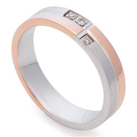 Обручальное дизайнерское кольцо с бриллиантами из белого и розового золота 585 пробы, артикул R-St174b