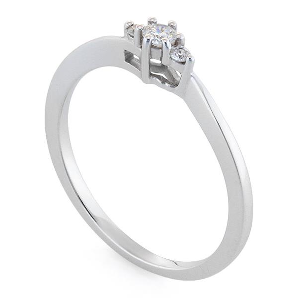 Помолвочное кольцо с 3 бриллиантами 0,1 ct 3/4 из белого золота, артикул R-38-2-DD-R-113551 
