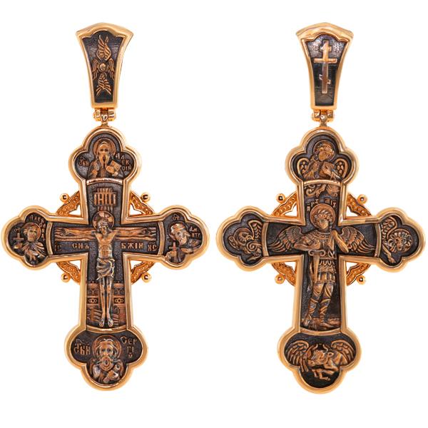 Православный крест Распятие с предстоящими. Архангел Михаил, артикул R-КС3067-3