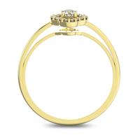 Помолвочное кольцо с 1 бриллиантом 0,1 ct 4/5  и 16 бриллиантами 0,05 ct 4/5 из желтого золота 585°