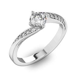 Помолвочное кольцо с 1 бриллиантом 0,45 ct 4/5  и 14 бриллиантами 0,1 ct 4/5 из белого золота 585°, артикул R-D42127-2
