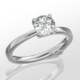 Помолвочное кольцо из белого золота 585° с 1  бриллиантом 0,62 ct 4/5 и 1 бриллиантом 0,01 ct 4/5