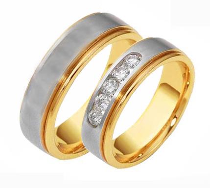 Обручальные кольца эксклюзивные дизайнерские белое и розовое золото, артикул R-ТС 1637-3