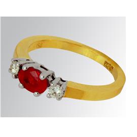 Кольцо золотое с бриллиантами и рубином 750 пробы, артикул R-466-518