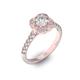 Помолвочное кольцо с 1 бриллиантом 0,45 ct 4/5  и 24 бриллиантами 0,29 ct 4/5 из розового золота 585°
