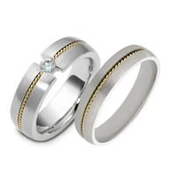Обручальные кольца парные из золота 585 пробы с бриллиантом серия  "Twin set"