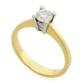Помолвочное кольцо с 1 бриллиантом 0,50 ct 6/6 желтое и белое золото, артикул R-0008