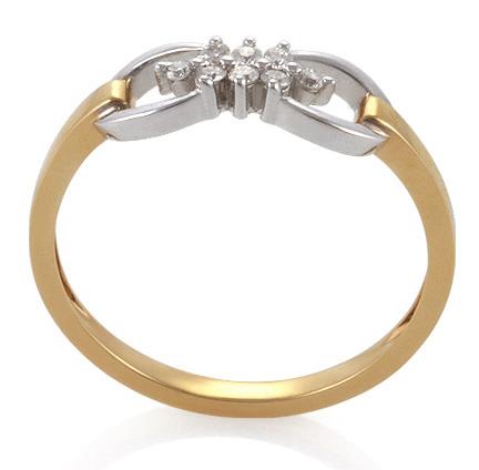 Помолвочное кольцо из белого и желтого золота 750 пробы с 8 бриллиантами 0,1 карат