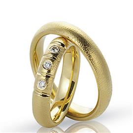 Обручальные кольца парные с бриллиантами из золота 585 пробы, артикул R-ТС 4253