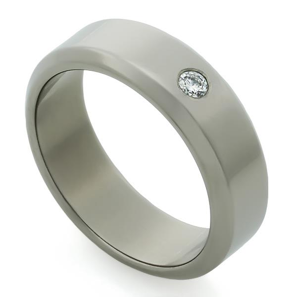 Обручальное кольцо из титана с 1 бриллиантом, артикул R-Т4520