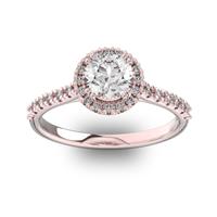Помолвочное кольцо с 1 бриллиантом 0,7 ct 4/5  и 30 бриллиантами 0,18 ct 4/5 из розового золота 585°