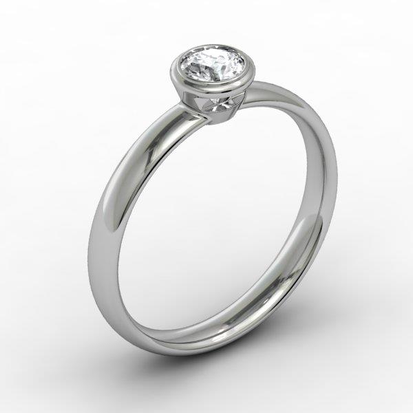 Помолвочное кольцо с 1 бриллиантом 0,20 ct 4/5 белое золото
