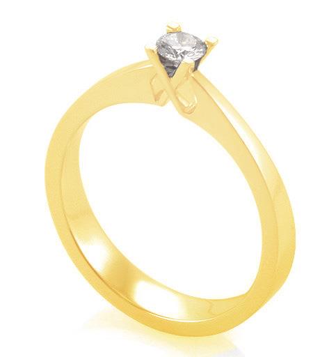 Помолвочное кольцо с 1 бриллиантом 0,15 ct 4/5  из желтого золота 585°, артикул R-YZ41422-1