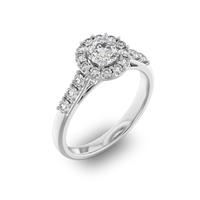 Помолвочное кольцо с 1 бриллиантом 0,45 ct 4/5  и 18 бриллиантами 0,45 ct 4/5 из белого золота 585°