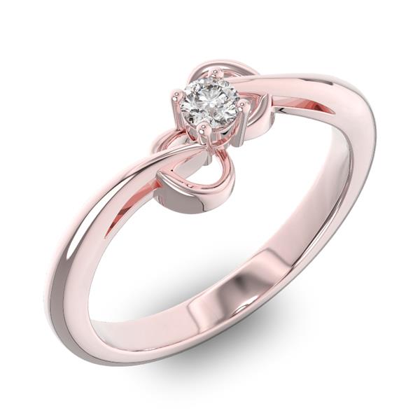 Помолвочное кольцо 1 бриллиантом 0,13 ct 4/5 из розового золота 585°