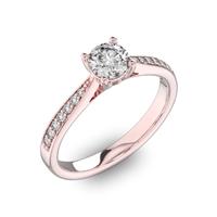 Помолвочное кольцо с 1 бриллиантом 0,45 ct 4/5  и  22 бриллиантами 0,11 ct 4/5 из розового золота 585°