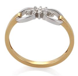 Помолвочное кольцо из белого и желтого золота 750 пробы с 8 бриллиантами 0,1 карат, артикул R-DRN11490-02