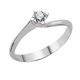 Помолвочное кольцо с 1 бриллиантом 0,15 ct 2/4 из белое золото 750° , артикул R-TRN05429-13
