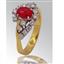 Кольцо золотое с бриллиантами и рубинами 750 пробы, артикул R-635-132, цена 47 424,00 ₽