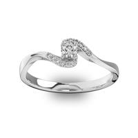 Помолвочное кольцо с 1 бриллиантом 0,15 ct 4/5  и 12 бриллиантами 0,04 ct 4/5 из белого золота 585°
