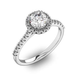 Помолвочное кольцо с 1 бриллиантом 0,7 ct 4/5  и 30 бриллиантами 0,18 ct 4/5 из белого золота 585°, артикул R-D42200-2