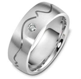 Обручальное кольцо с бриллиантом из белого золота 585 пробы, артикул R-2453-1